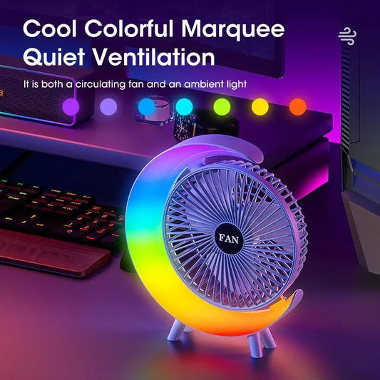 Multicolor Desk Fan With LED Lights None